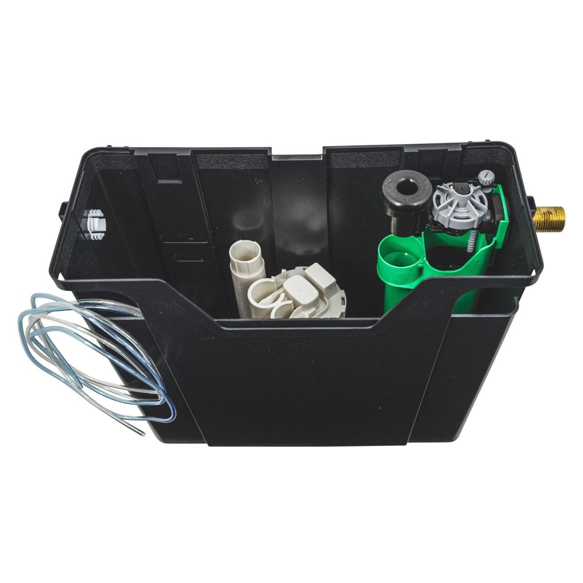 Fluidmaster Concealed Compact Pneumatic Cistern with AirGap Compliant Dual Flush, Side Entry, Brass Shank, Water Saving Fill Valve
