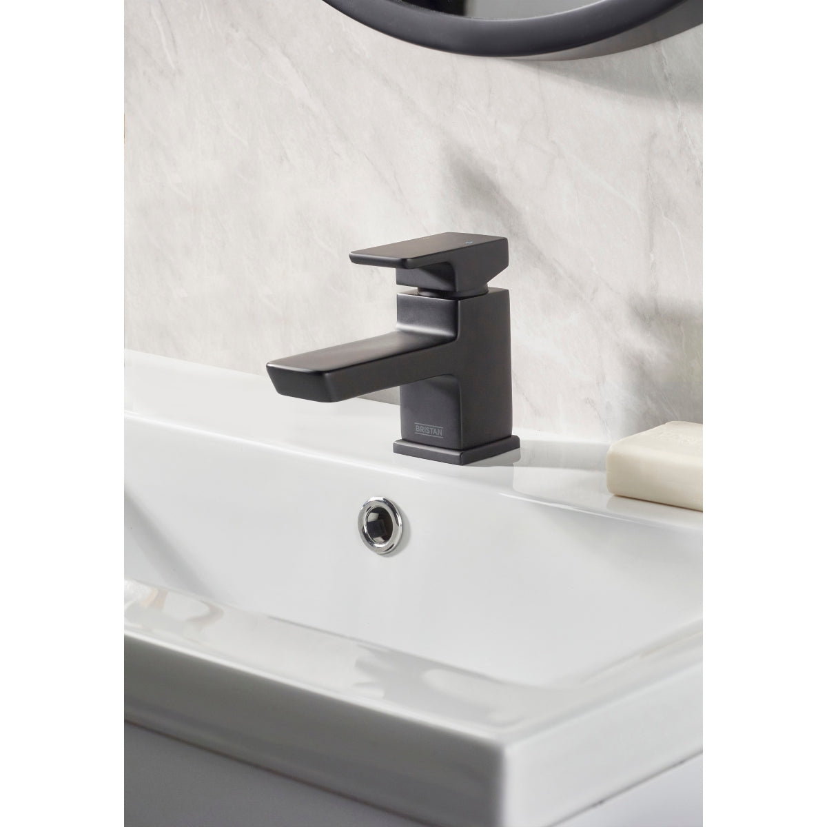 Bristan Cobalt Basin Mixer Tap with Clicker Waste Black COB BAS BLK