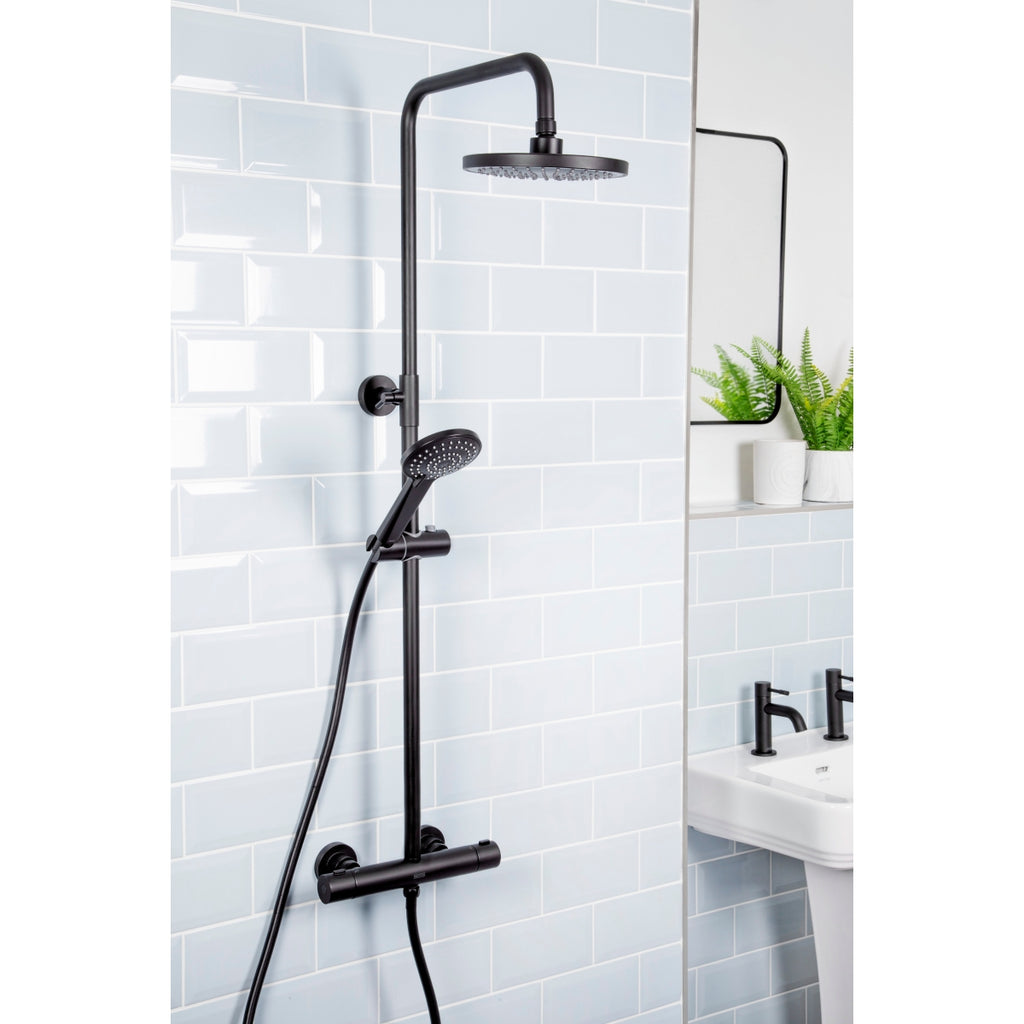 Bristan Buzz Dual Outlet Thermostatic Bar Shower Mixer Shower Black BUZ SHXDIVCTFF BLK..
