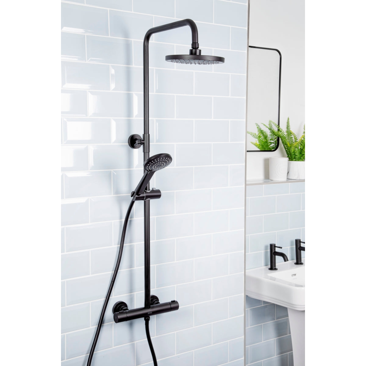 Bristan Buzz Dual Outlet Thermostatic Bar Shower Mixer Shower Black BUZ SHXDIVCTFF BLK..