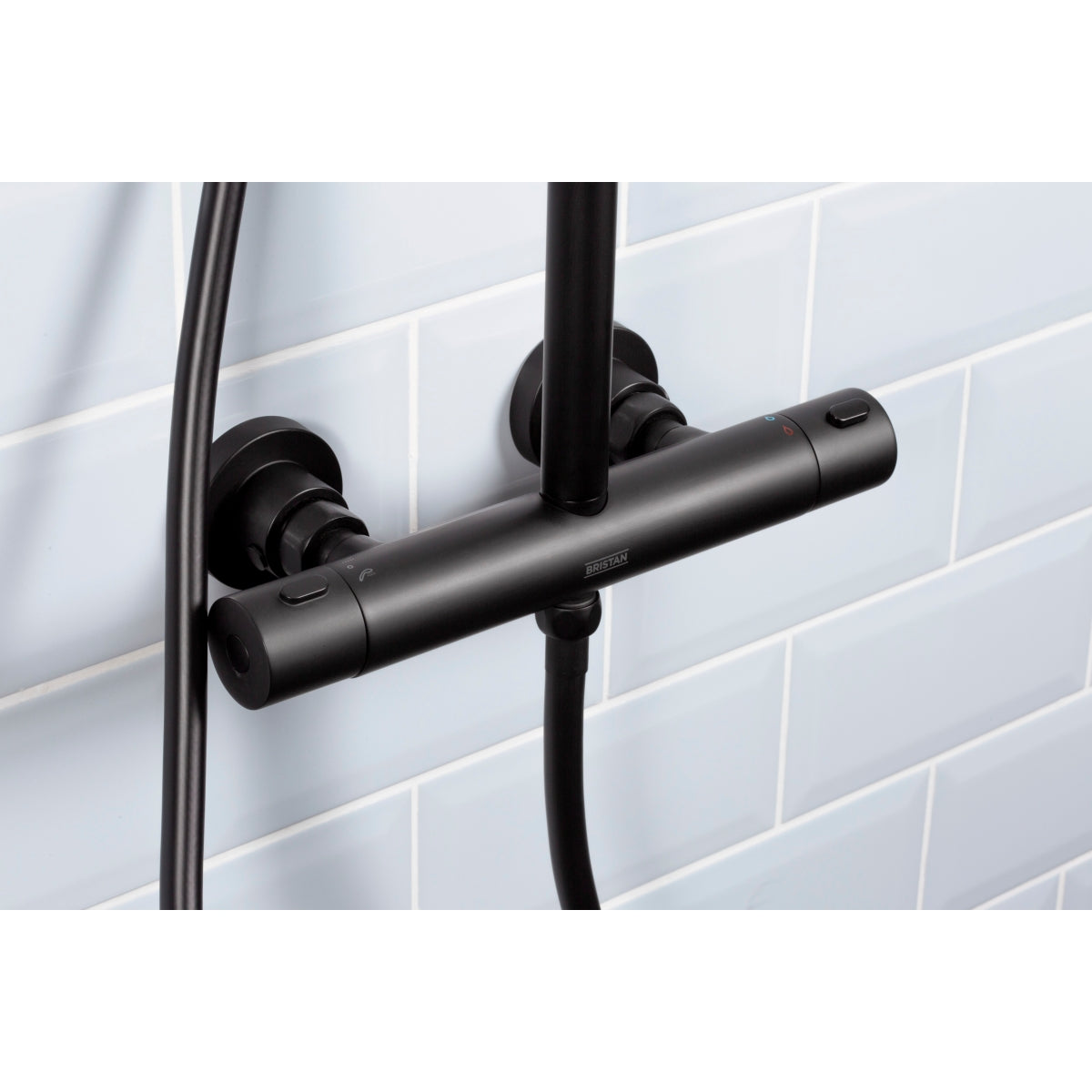 Bristan Buzz Dual Outlet Thermostatic Bar Shower Mixer Shower Black BUZ SHXDIVCTFF BLK..