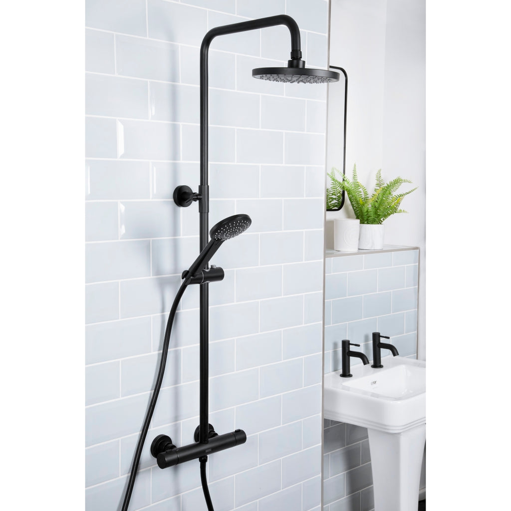 Bristan Buzz Dual Outlet Thermostatic Bar Shower Mixer Shower Black BUZ SHXDIVCTFF BLK..