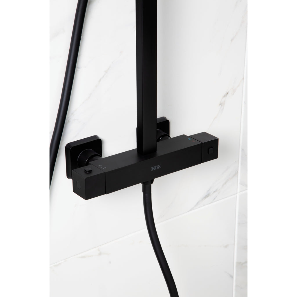 Bristan Craze Dual Outlet Thermostatic Bar Shower Mixer Black CRZ SHXDIVCTFF BLK.