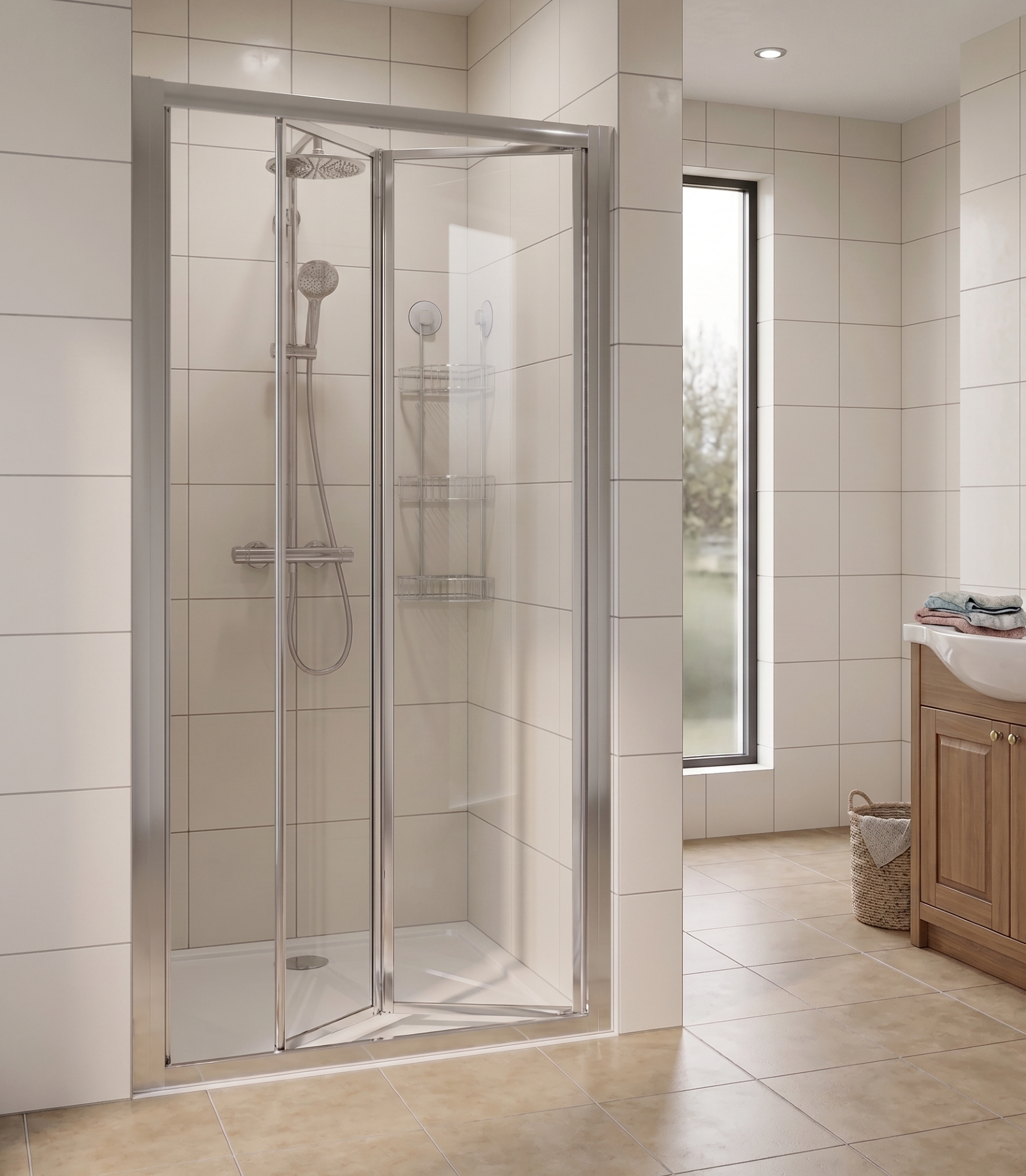 Brown Box BI-FOLD DOOR 760MM CHROME