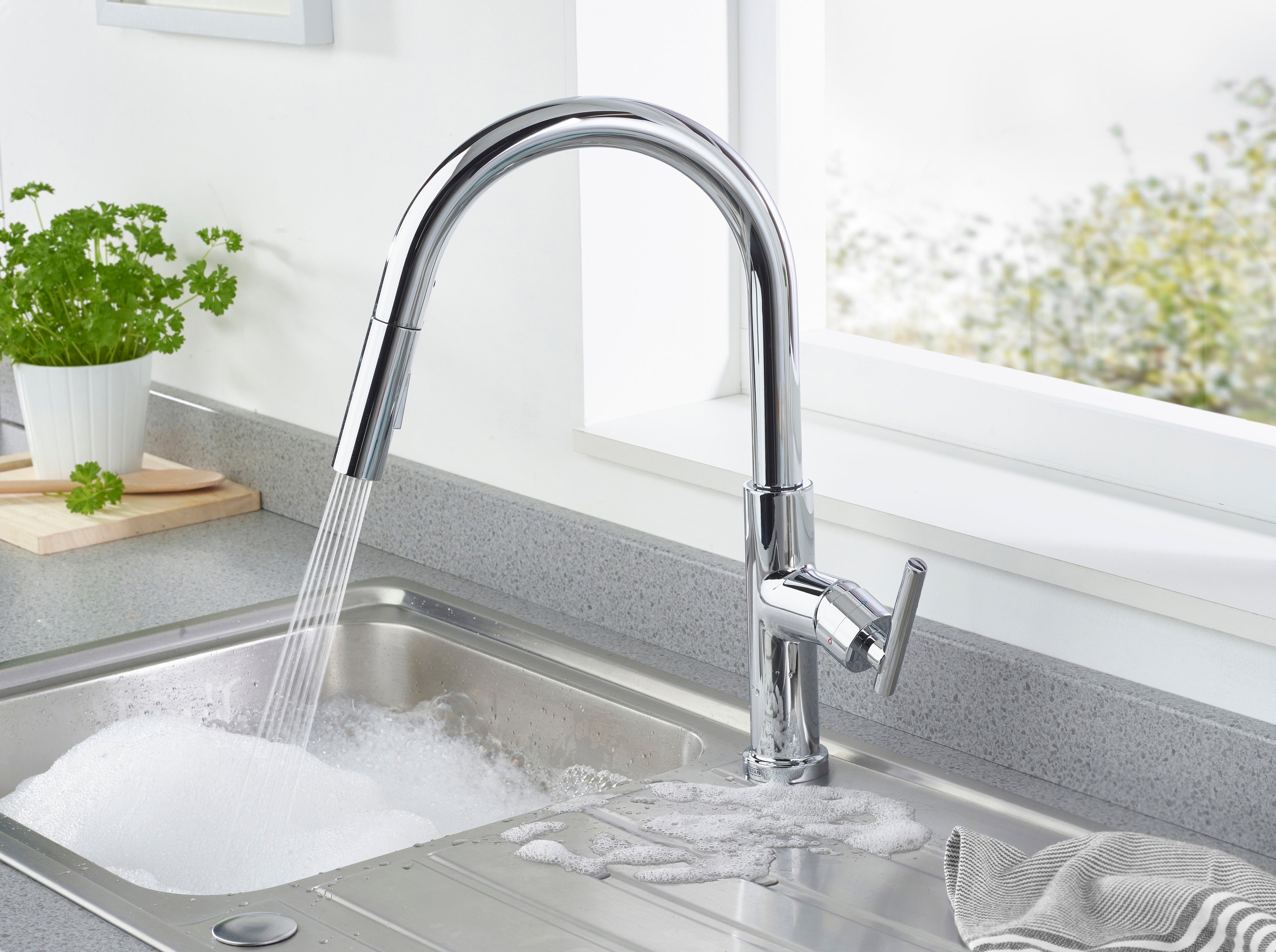 Bristan Jule Pullout Sink Mixer Tap Chrome JU PULLSNK C