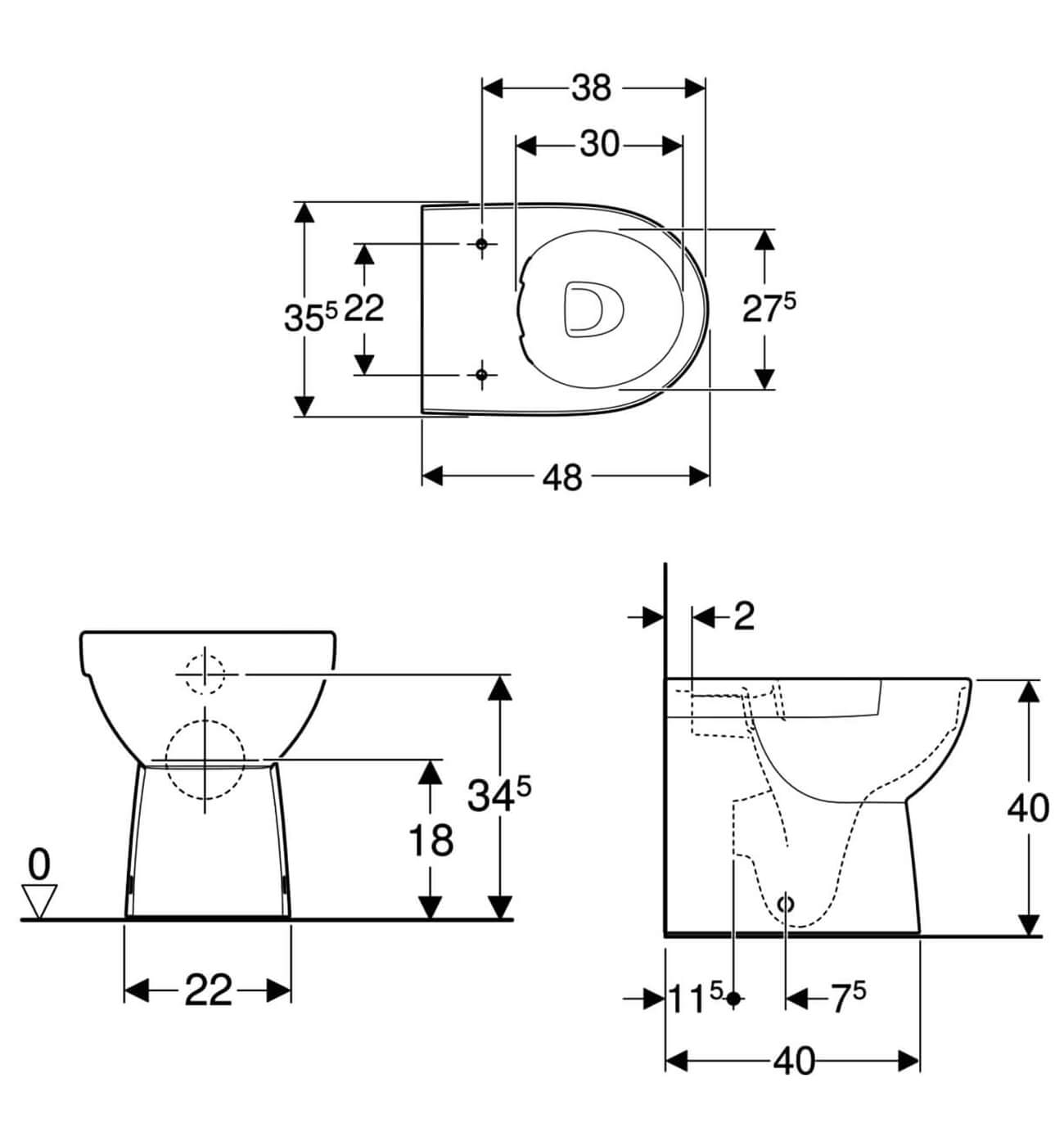 Geberit Selnova Compact Back To Wall Washdown White Toilet Pan 500 394 01 7  500.394.01.7.