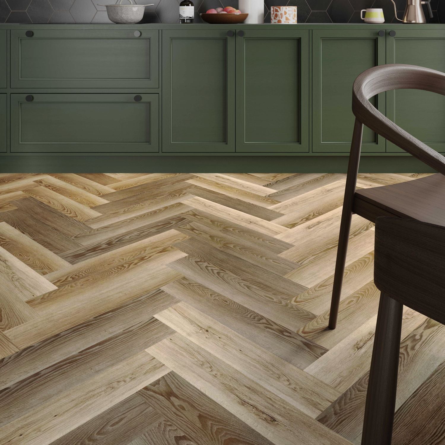 Verona ClickLux Golden Oak Herringbone 630mm x 126mm x 5.2mm SPC Flooring Pk/28