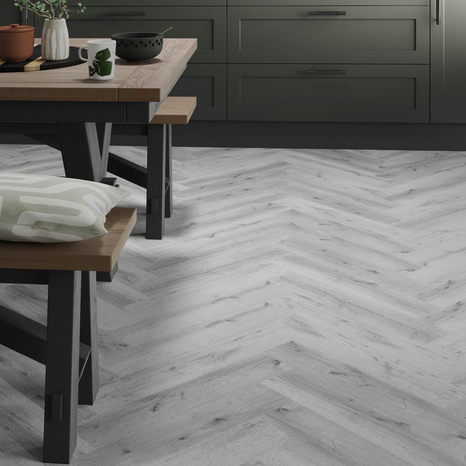 Verona ClickLux Wyre Silver Oak Herringbone 630mm x 126mm x 5.2mm SPC Flooring SPC Flooring Pk/28