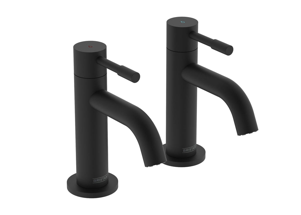 Bristan Mila Basin Pillar Taps Black MI 1/2 BLK