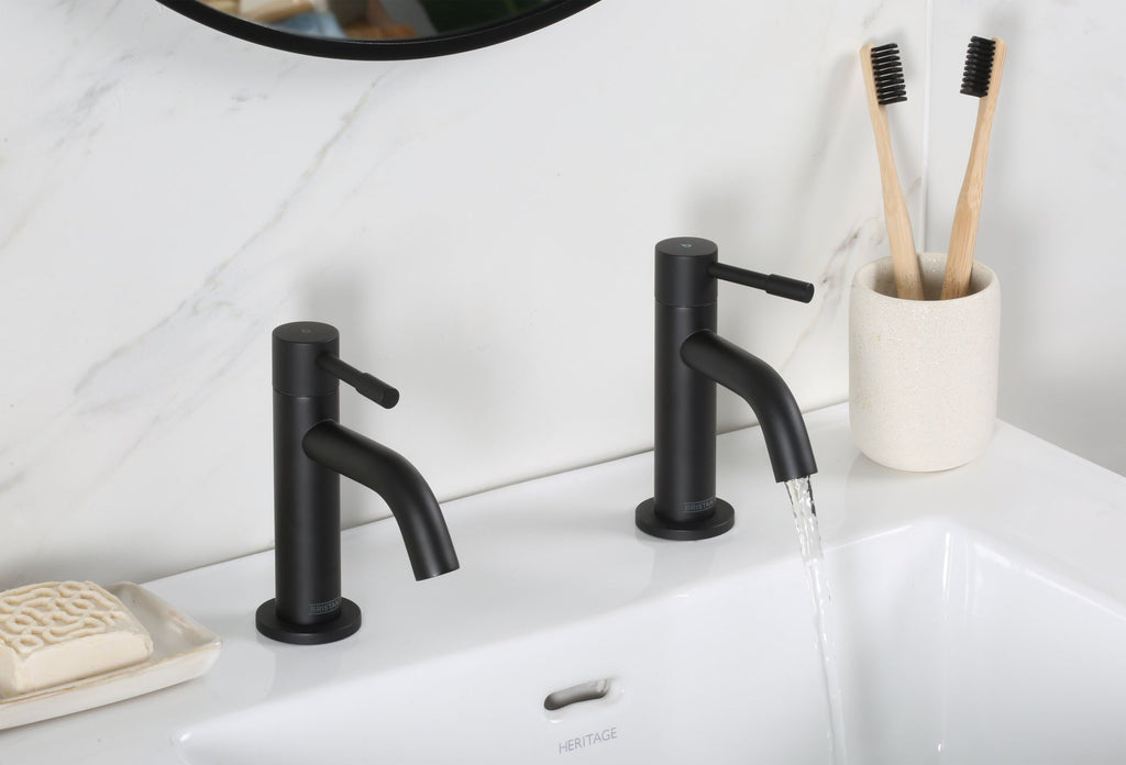 Bristan Mila Basin Pillar Taps Black MI 1/2 BLK
