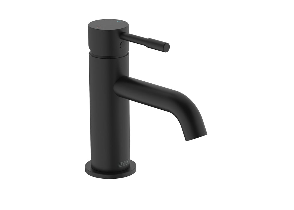 Bristan Mila Basin Mixer Tap with Clicker Waste Black MI BAS BLK