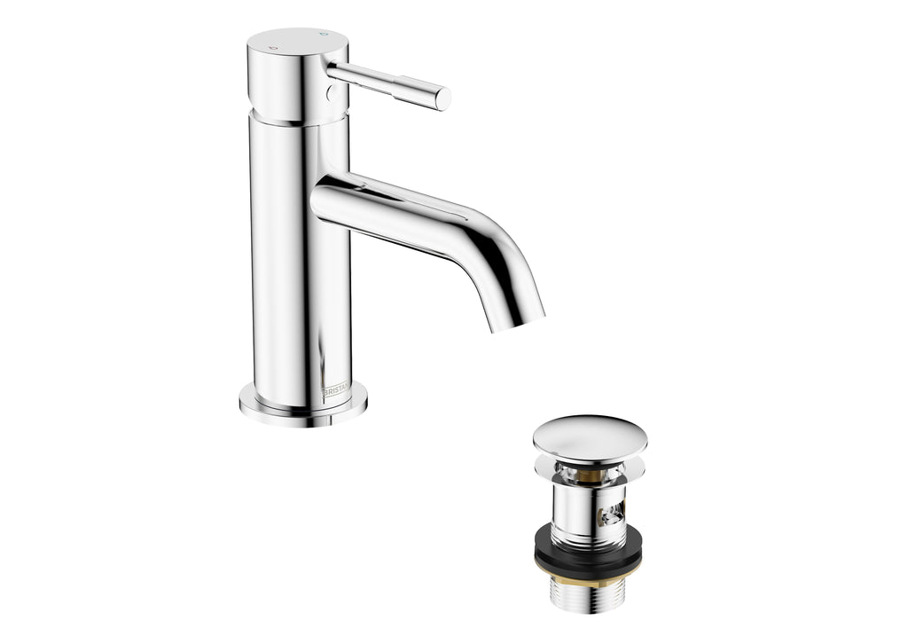 Bristan Mila Basin Mixer Tap with Clicker Waste Chrome MI BAS C