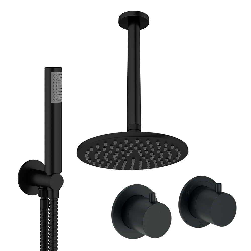 Crosswater Module Shower Set 1 Matt Black 200mm Ceiling Mounted