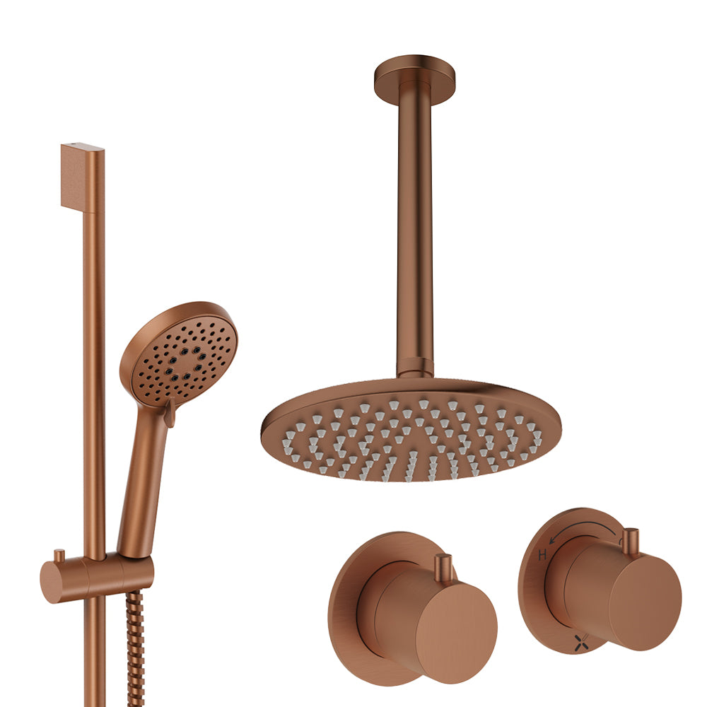 Crosswater Module Shower Set 2 Brushed Bronze 200mm Ceiling Mounted