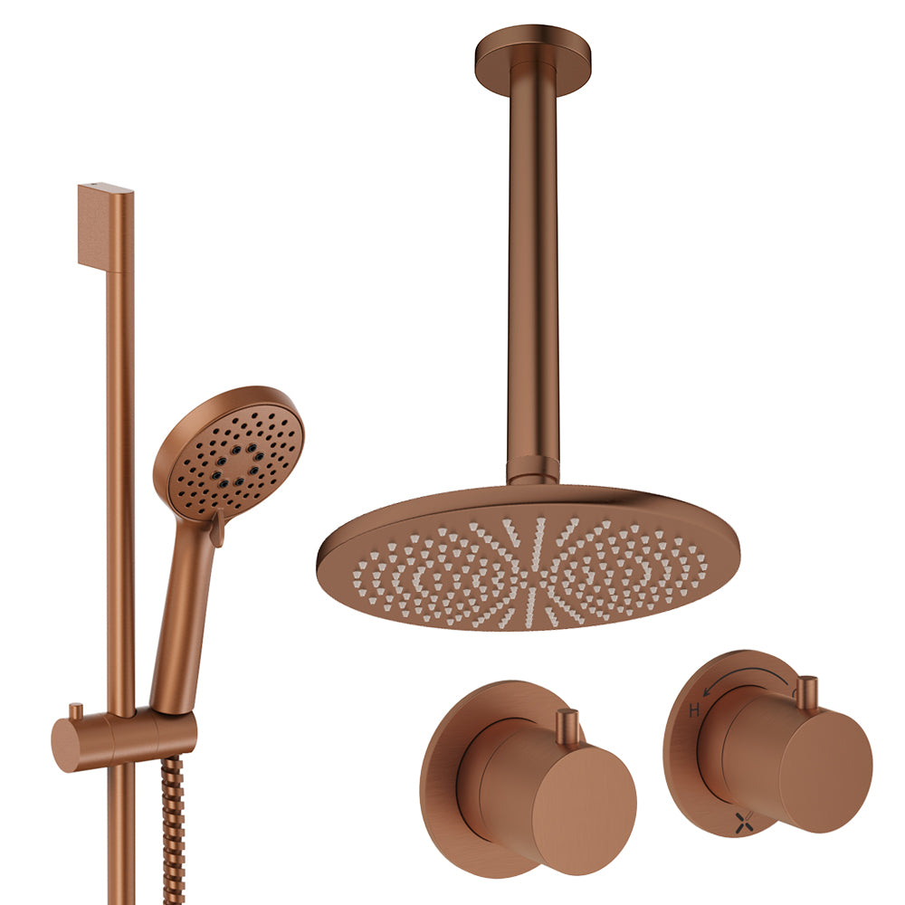 Crosswater Module Shower Set 2 Brushed Bronze 300mm Ceiling Mounted