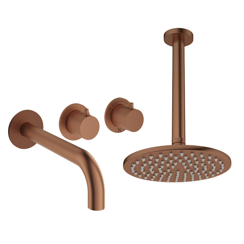 Crosswater Module Shower Set 3 Brushed Bronze 200mm Ceiling Mounted