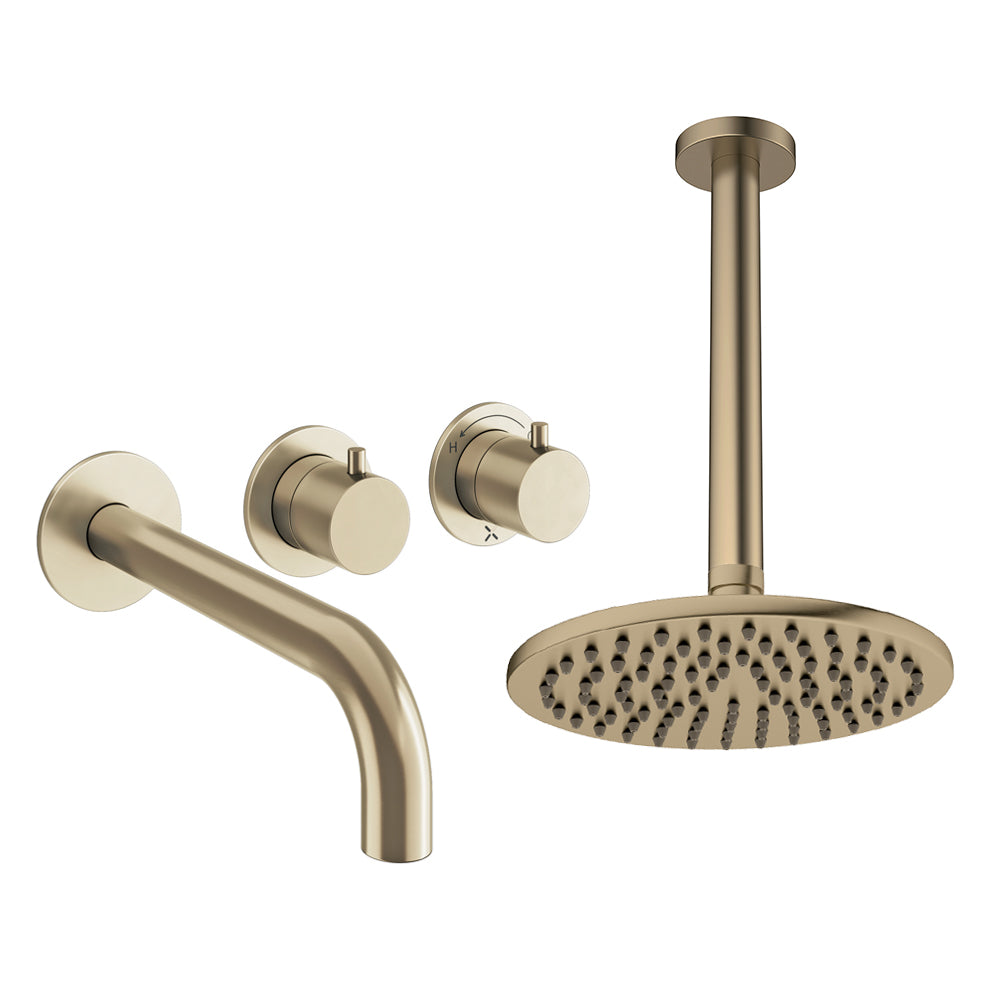 Crosswater Module Shower Set 3 Brushed Brass 200mm Ceiling Mounted