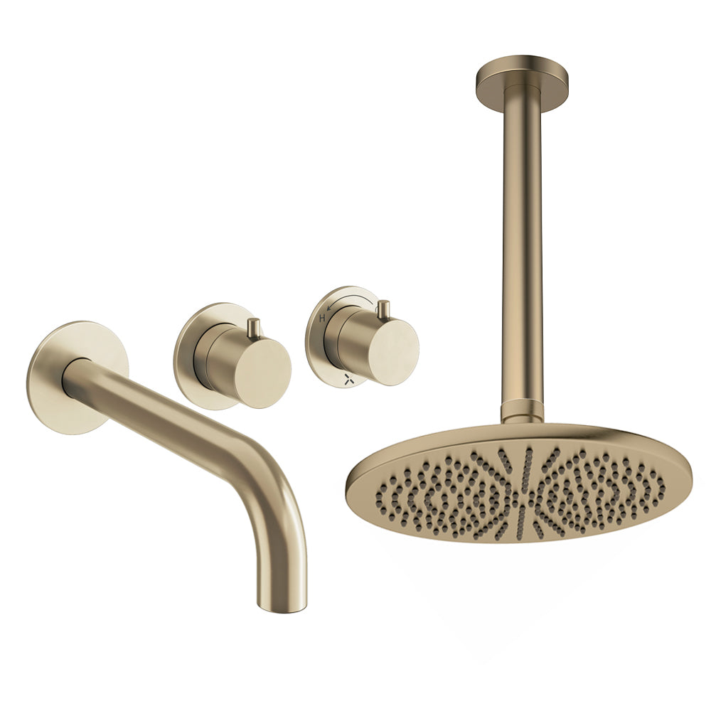 Crosswater Module Shower Set 3 Brushed Brass 300mm Ceiling Mounted