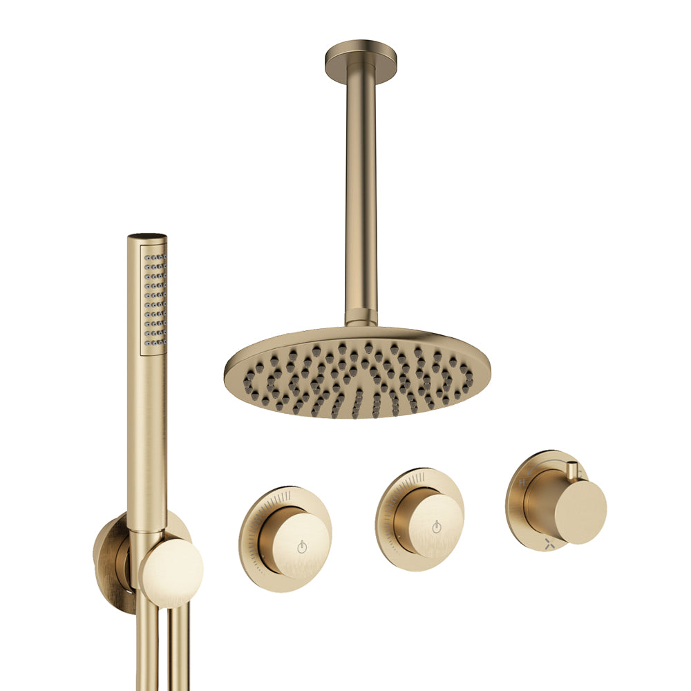 Crosswater Module Shower Set 8 Brushed Brass 200mm Ceiling Mounted