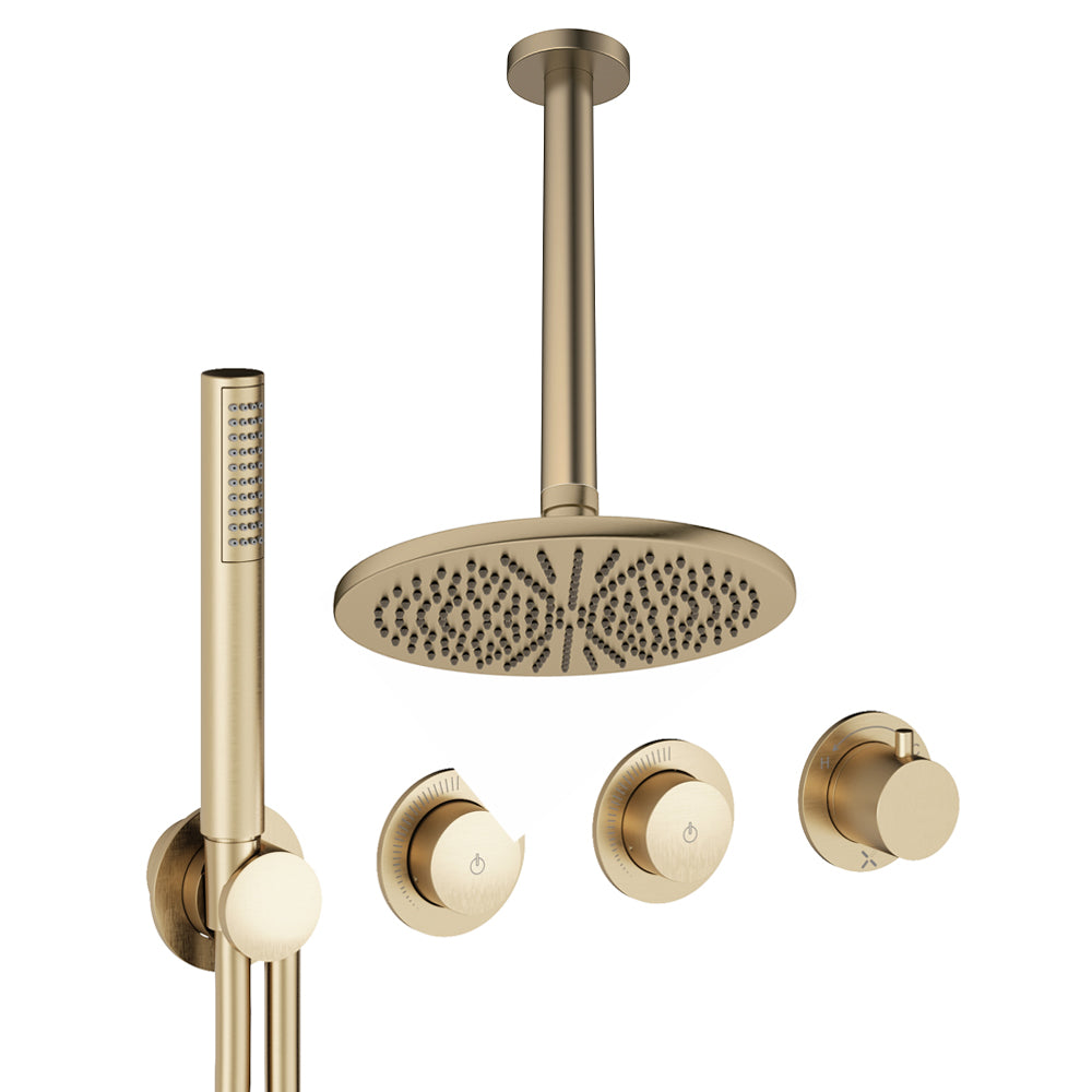 Crosswater Module Shower Set 8 Brushed Brass 300mm Ceiling Mounted
