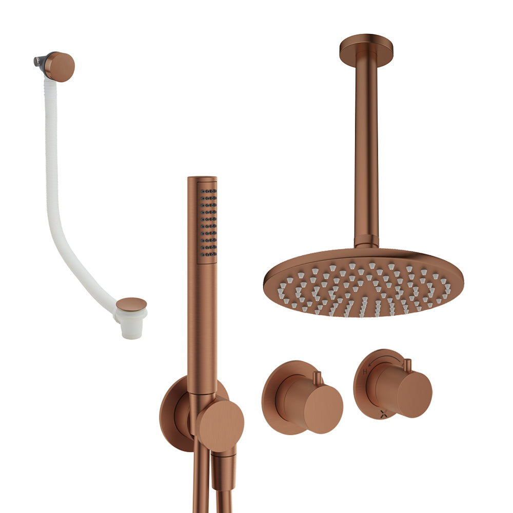 Crosswater Module Shower Set 9 Brushed Bronze 200mm Ceiling Mounted