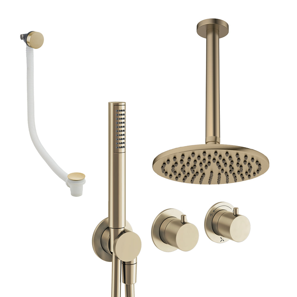 Crosswater Module Shower Set 9 Brushed Brass 200mm Ceiling Mounted