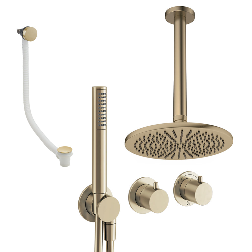 Crosswater Module Shower Set 9 Brushed Brass 300mm Ceiling Mounted