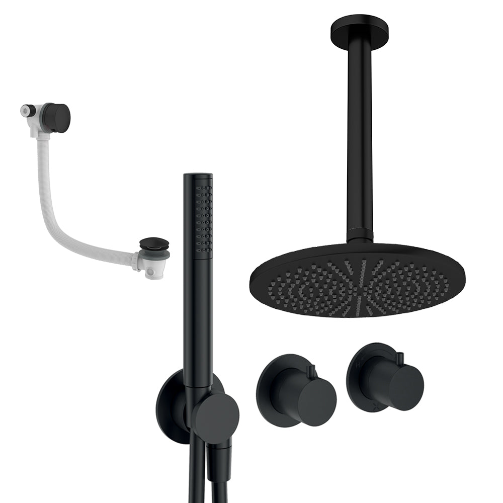 Crosswater Module Shower Set 9 Matt Black 300mm Ceiling Mounted
