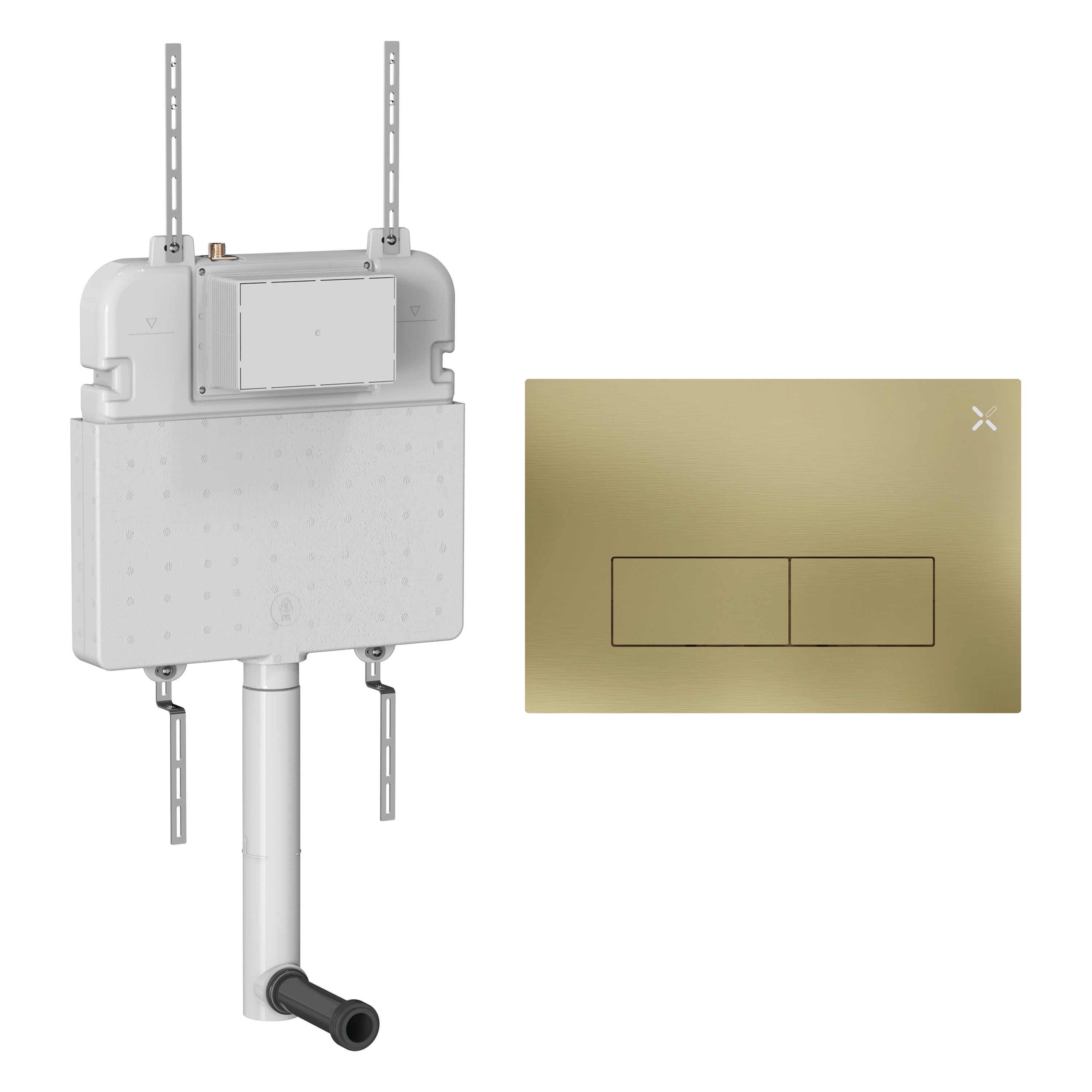Crosswater MPRO Stainless Steel Cistern Set 2 Brushed Brass