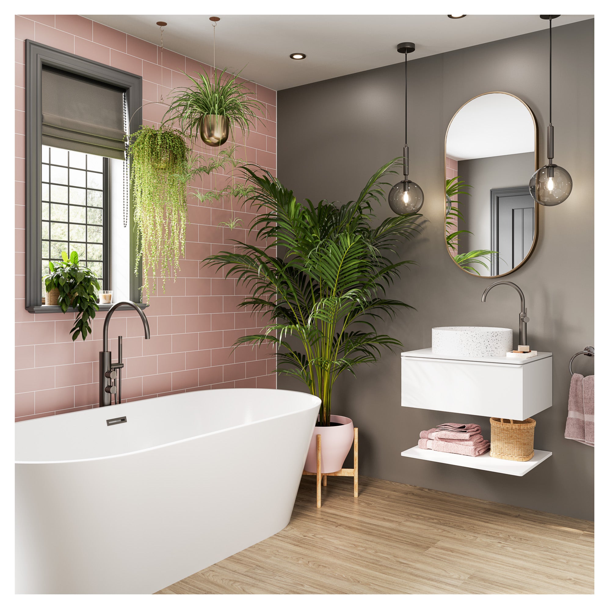 Multipanel Tile Metro Hydrolock 2400mm x 598mm Antique Rose 191x197 Tile