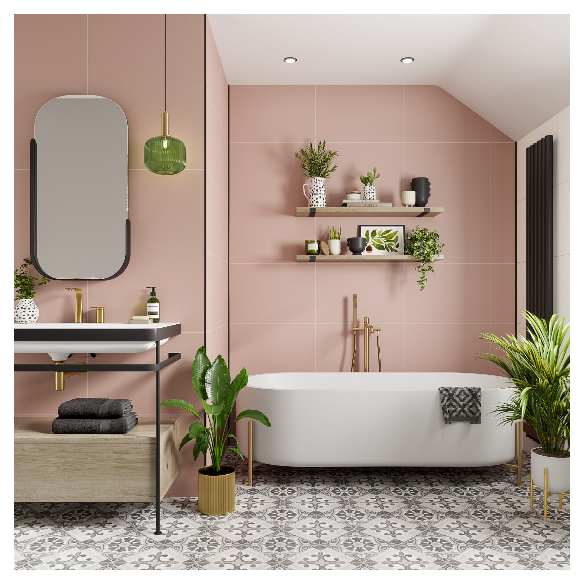 Multipanel Tile Hydrolock 2400mm x 598mm Antique Rose 400x580mm Tile