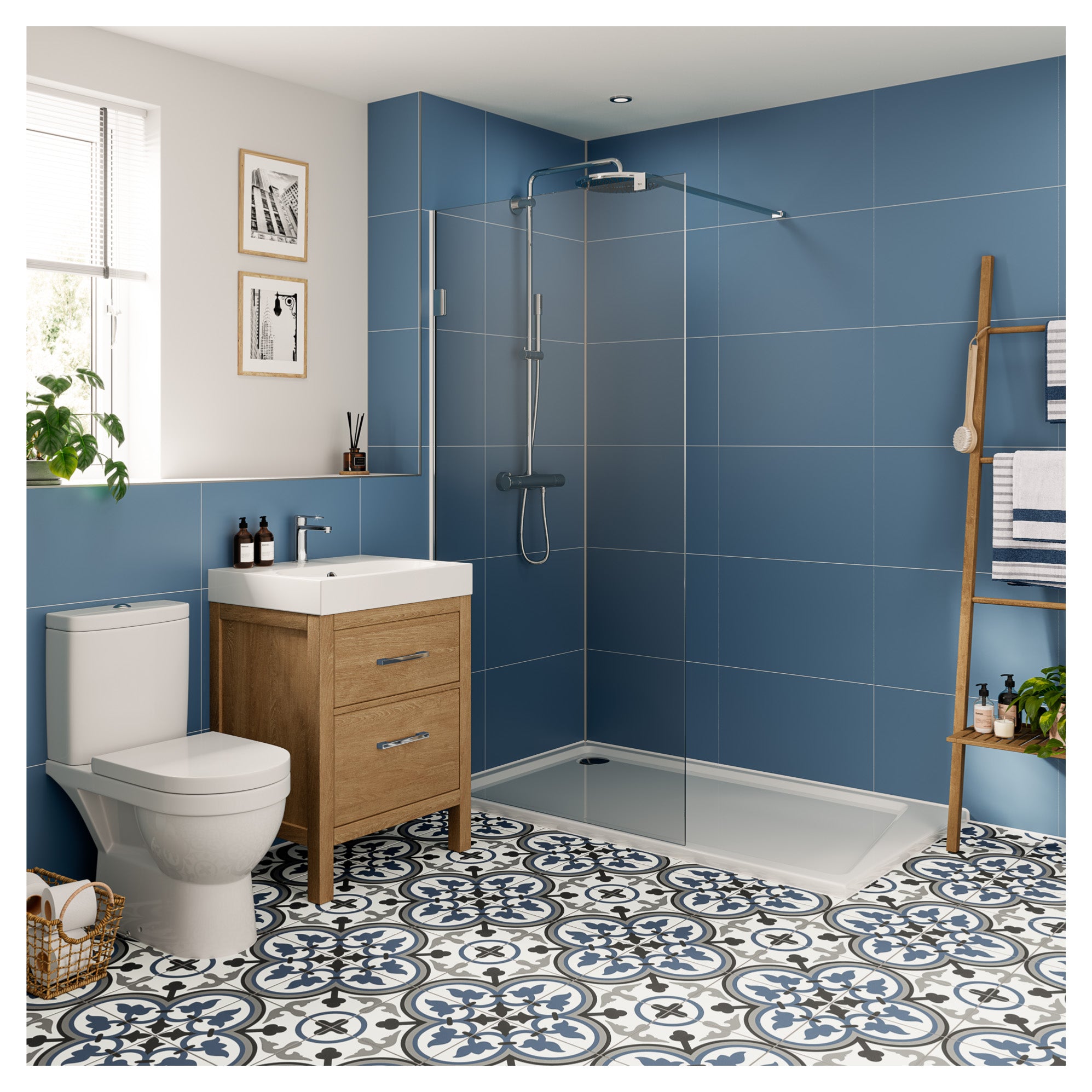 Multipanel Tile Hydrolock 2400mm x 598mm Misty Blue 400x580mm Tile