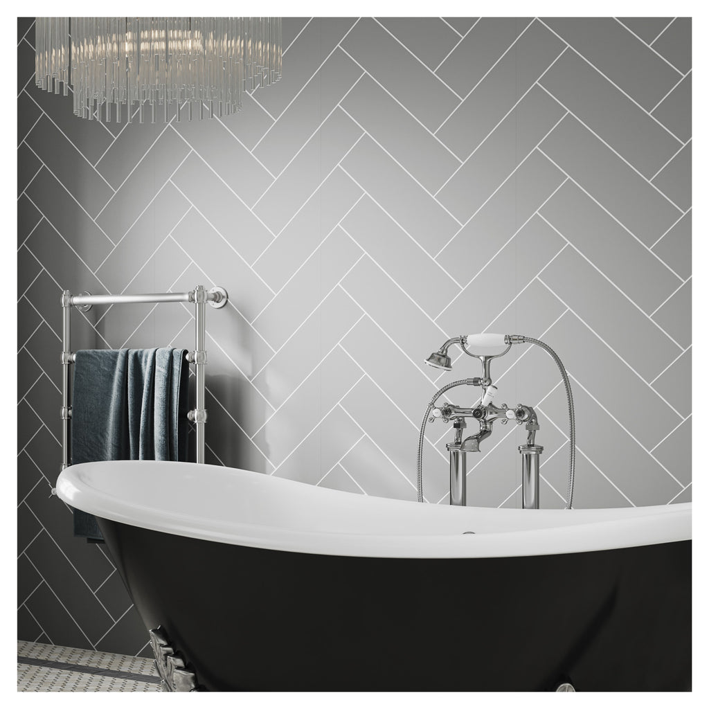 Multipanel Tile Herringbone Hydrolock 2400mm x 598mm Dust Grey 410x123 Tile