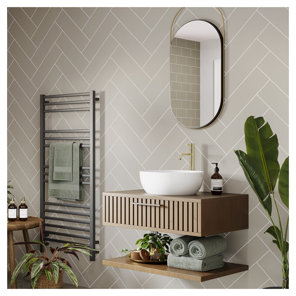 Multipanel Tile Herringbone Hydrolock 2400mm x 598mm Taupe Grey 410x123 Tile