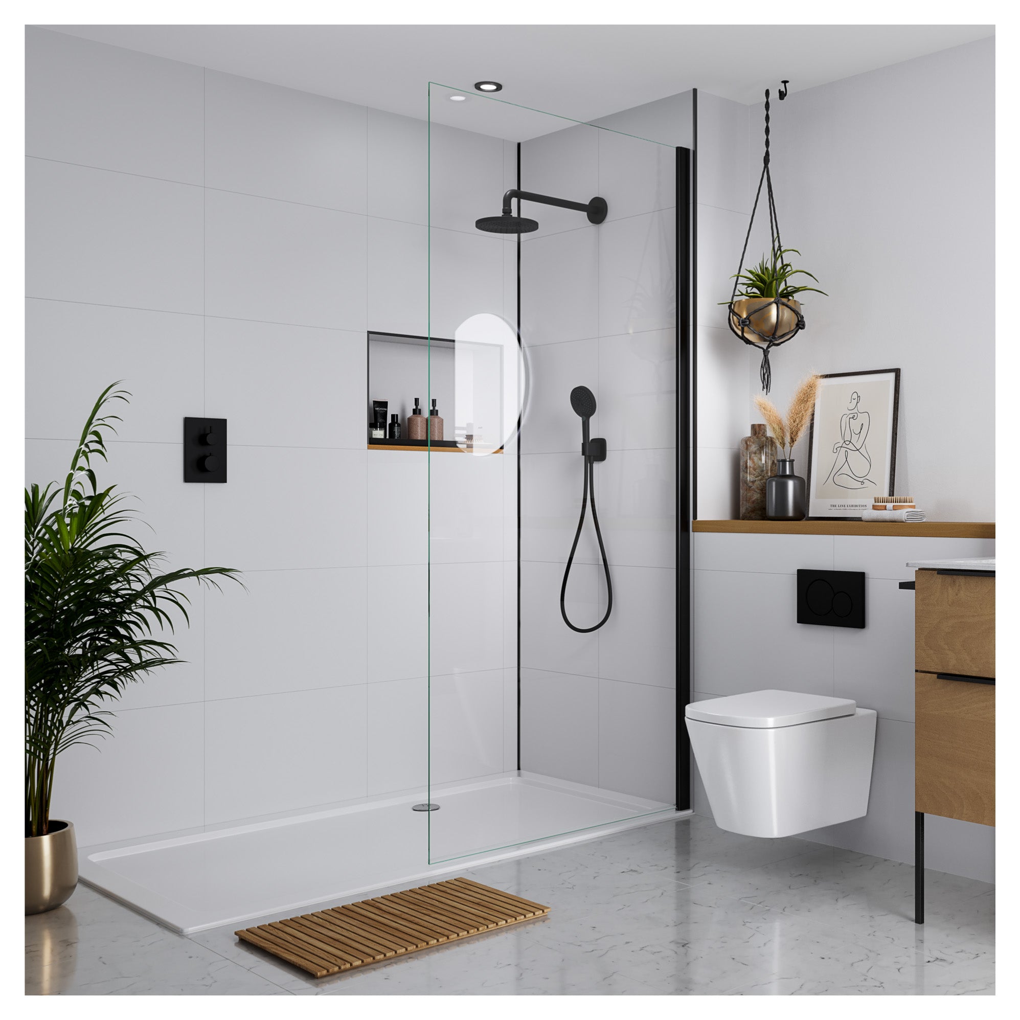 Multipanel Tile Hydrolock 2400mm x 598mm White Grey 400x580mm Tile
