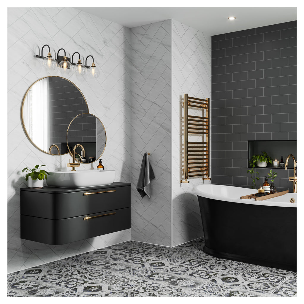 Multipanel Tile Herringbone Hydrolock 2400mm x 598mm Levanto Marble 410x123 Tile