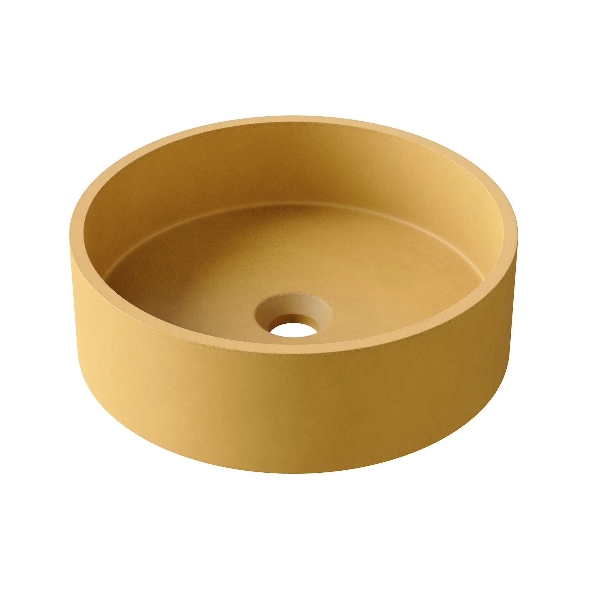 HiB Entero 36cm Round Concrete Vessel Basin Amber Yellow