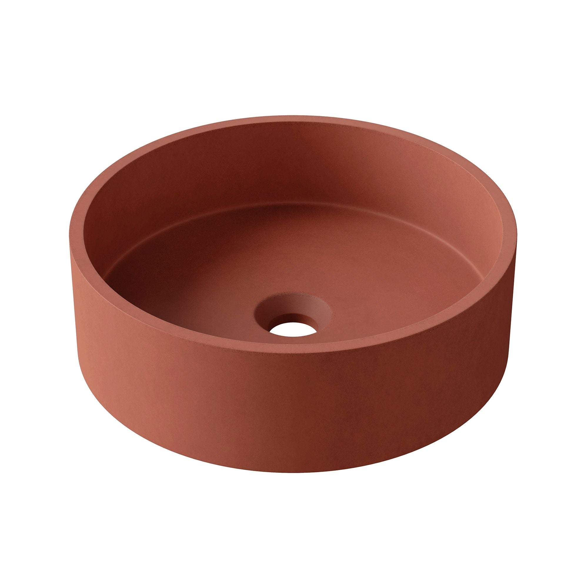 HiB Entero 36cm Round Concrete Vessel Basin Brick Red