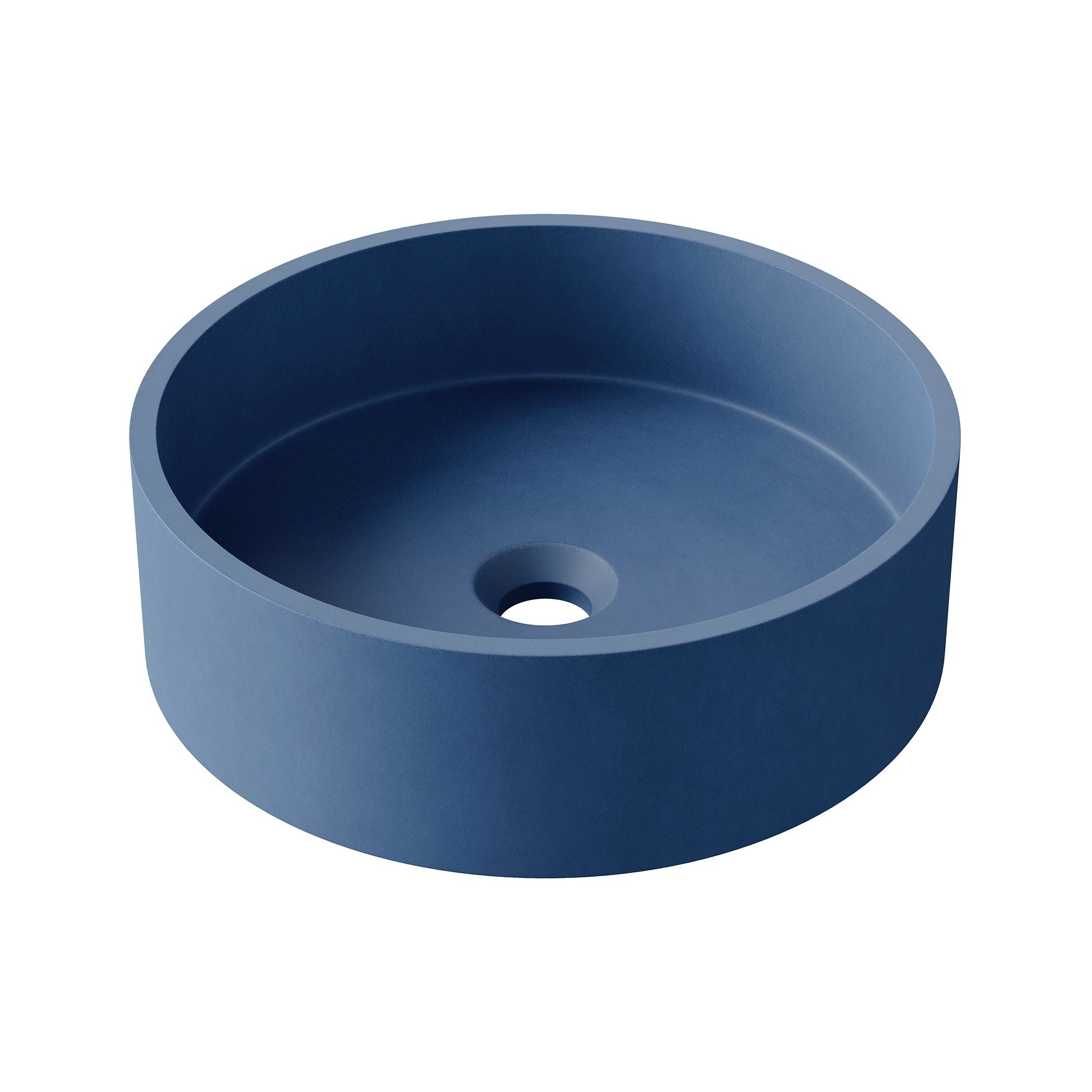 HiB Entero 36cm Round Concrete Vessel Basin Cobalt Blue
