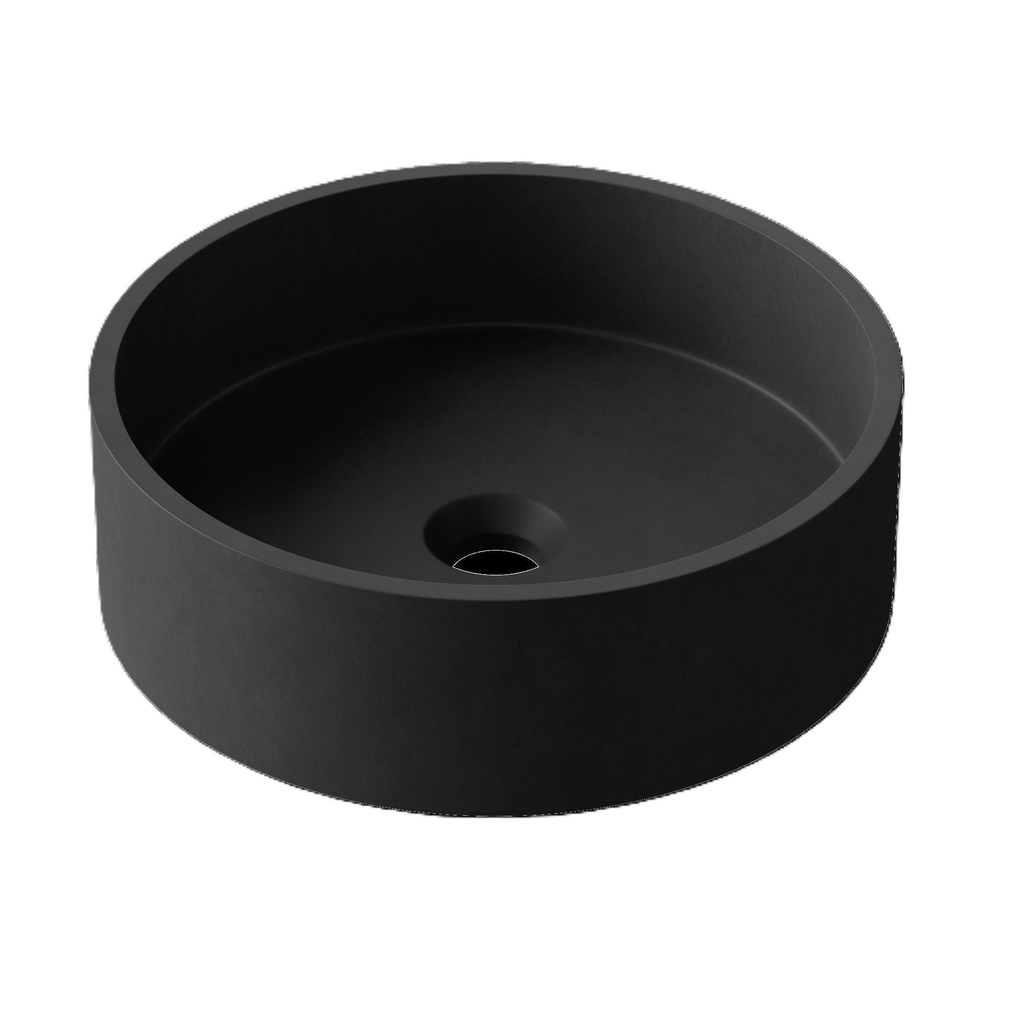 Novum Entero 36cm Round Concrete Vessel Basin Onyx Black