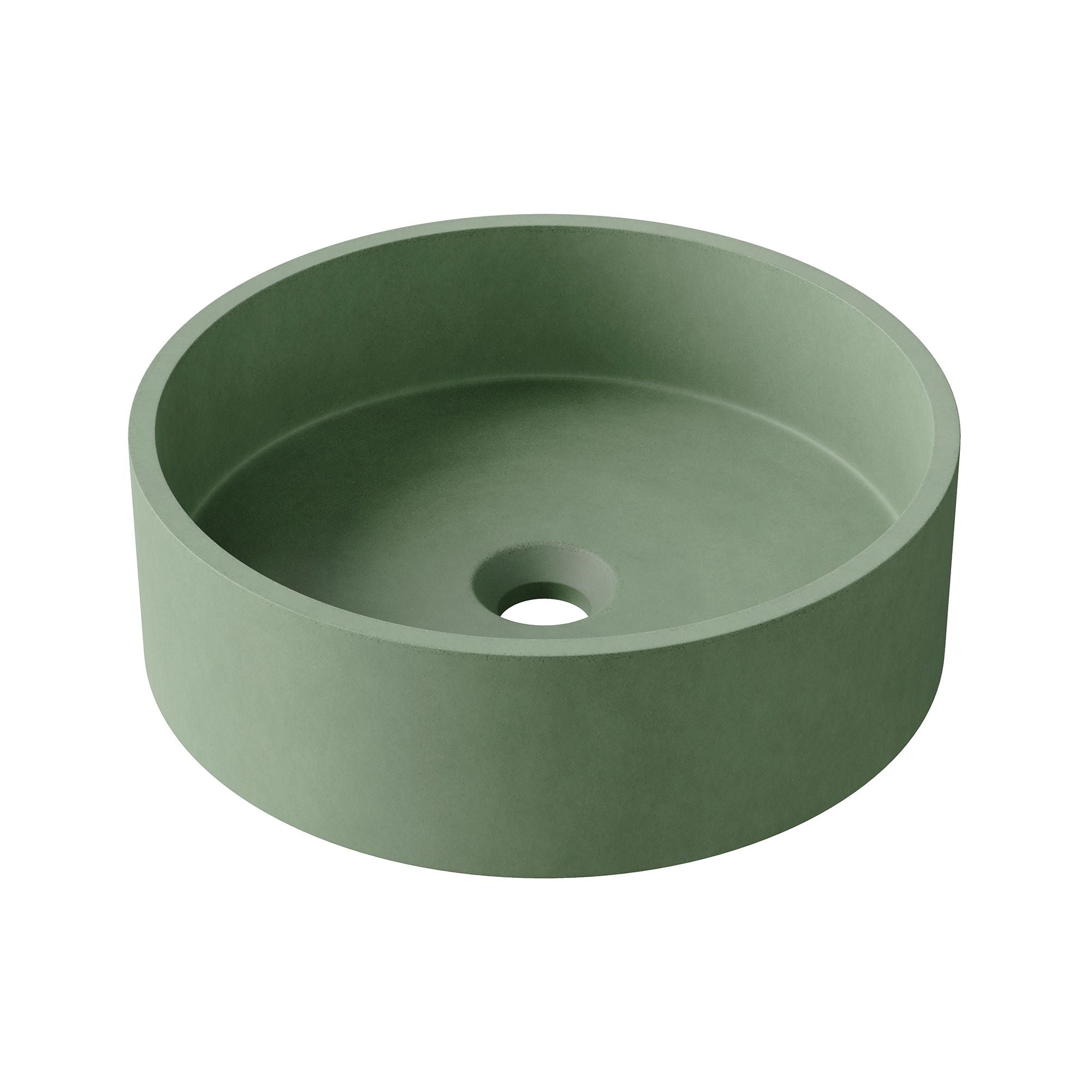 HiB Entero 36cm Round Concrete Vessel Basin Spring Green