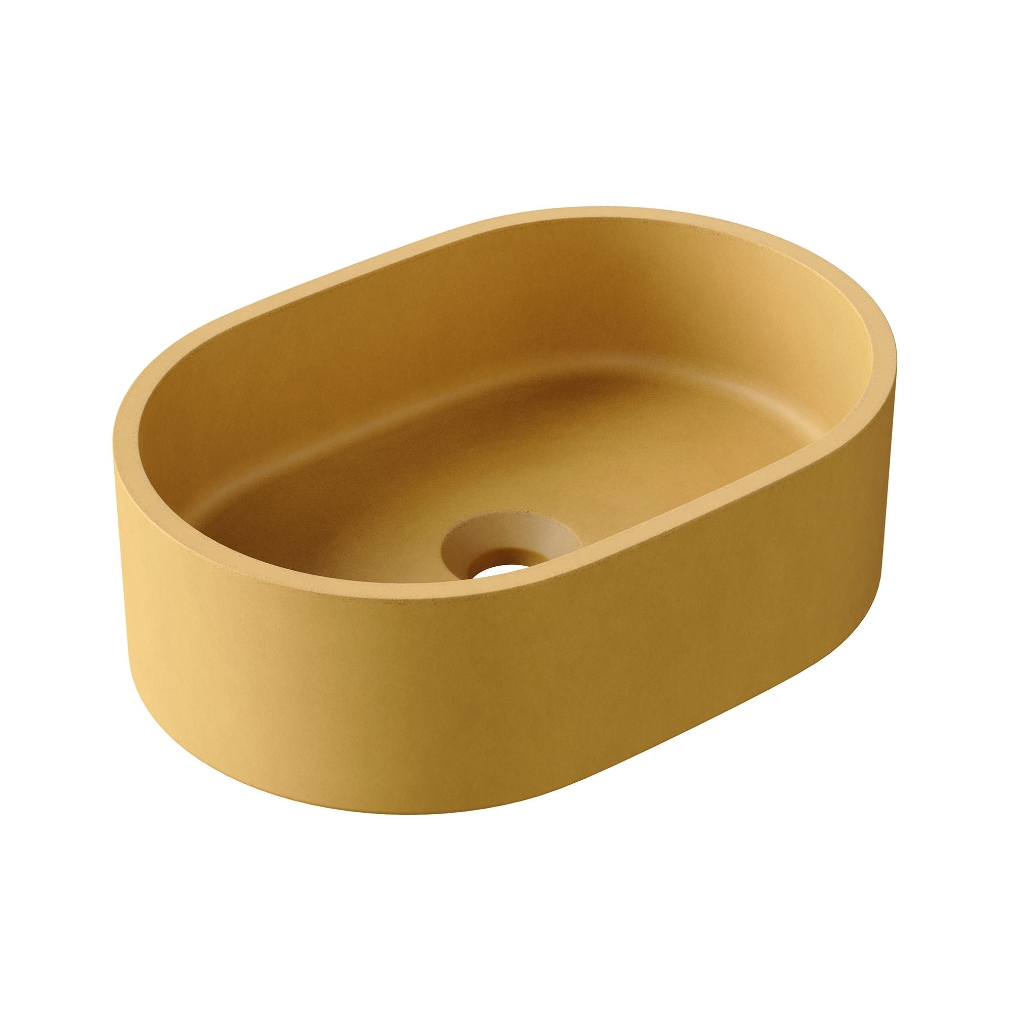 HiB Entero 40cm Pill Shape Concrete Vessel Basin Amber Yellow