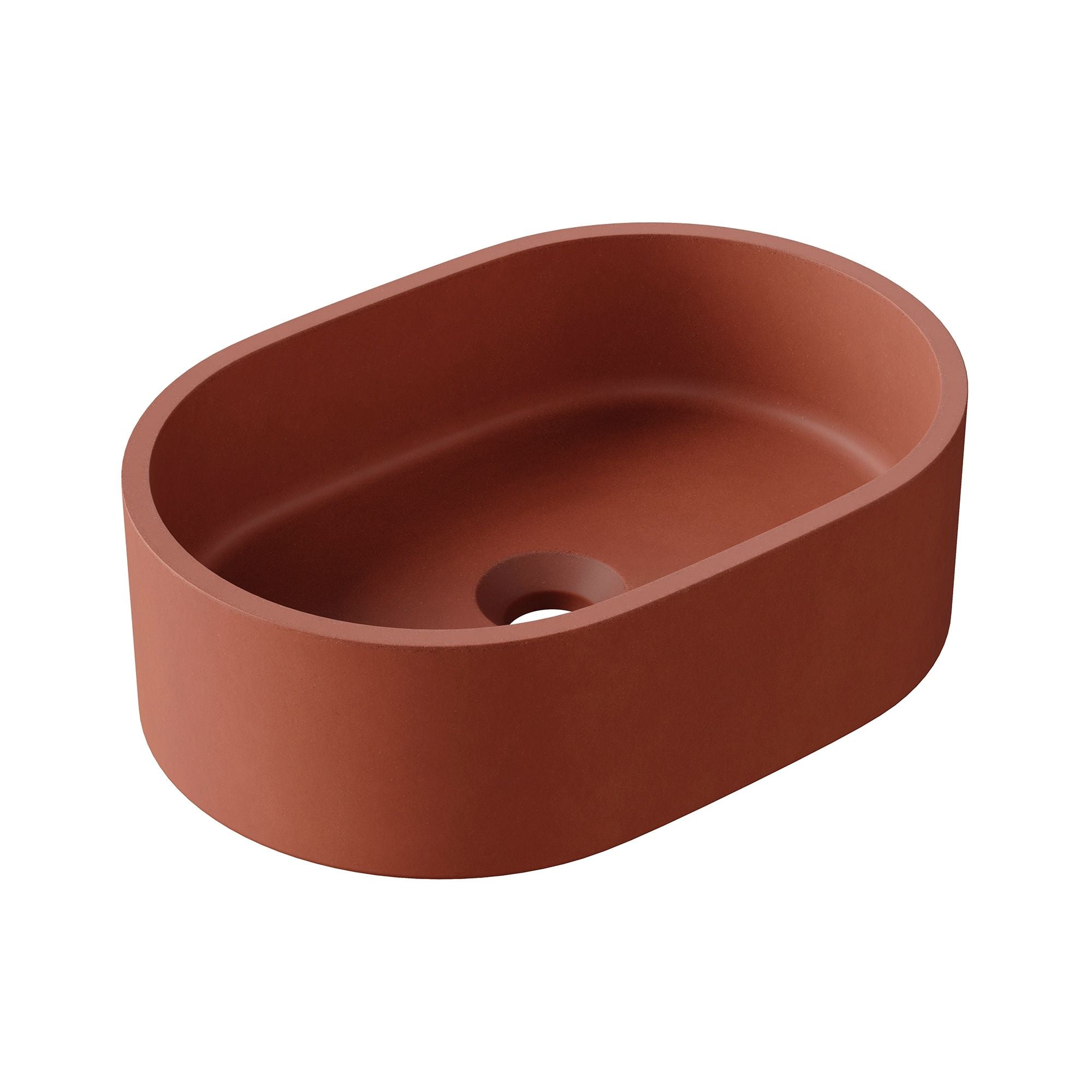 HiB Entero 40cm Pill Shape Concrete Vessel Basin Brick Red
