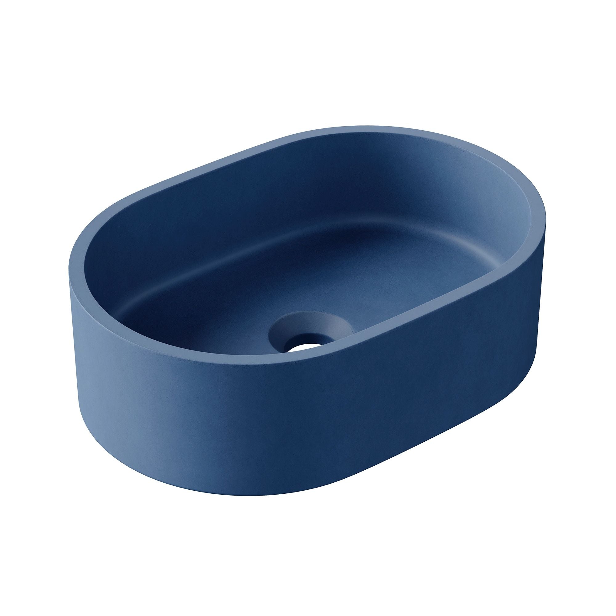 HiB Entero 40cm Pill Shape Concrete Vessel Basin Cobalt Blue