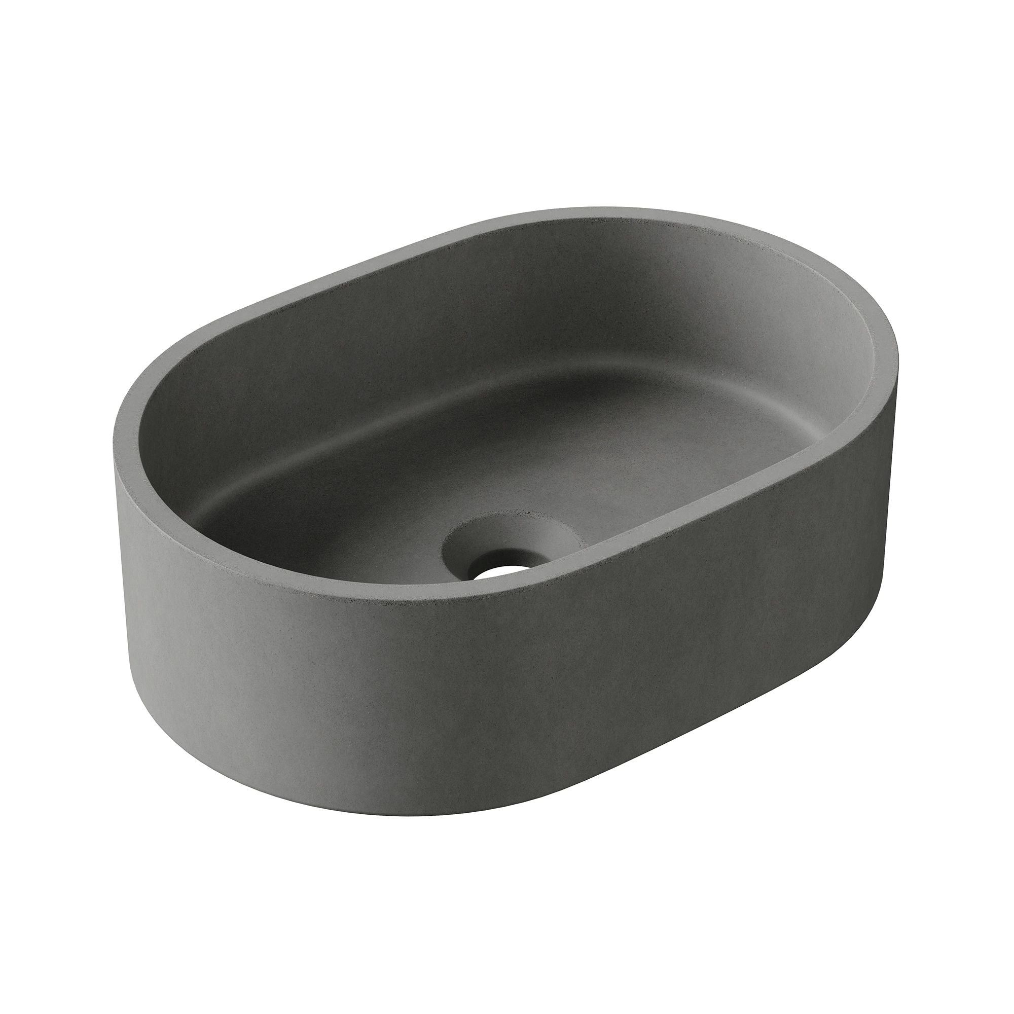 HiB Entero 40cm Pill Shape Concrete Vessel Basin Concrete Grey
