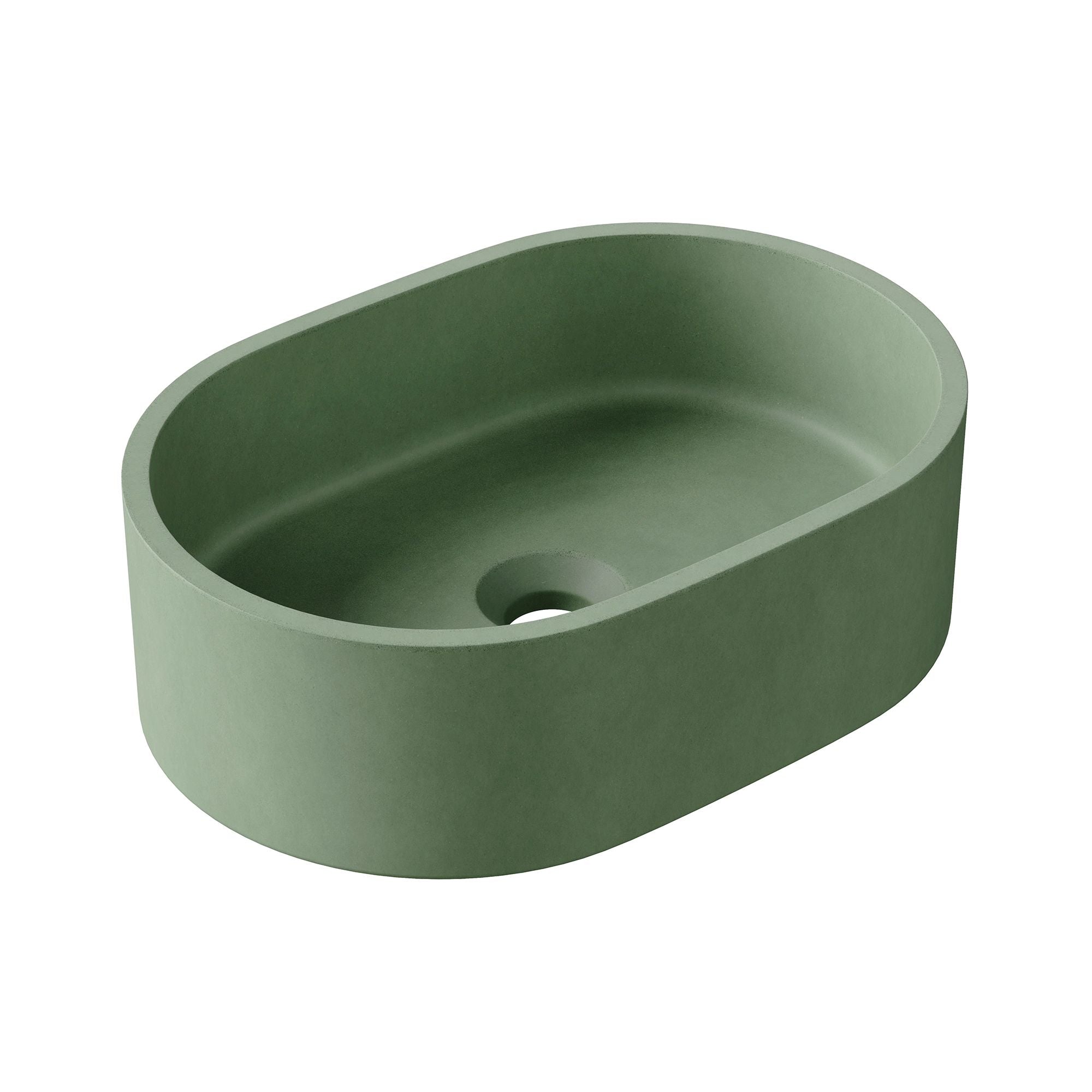 HiB Entero 40cm Pill Shape Concrete Vessel Basin Spring Green