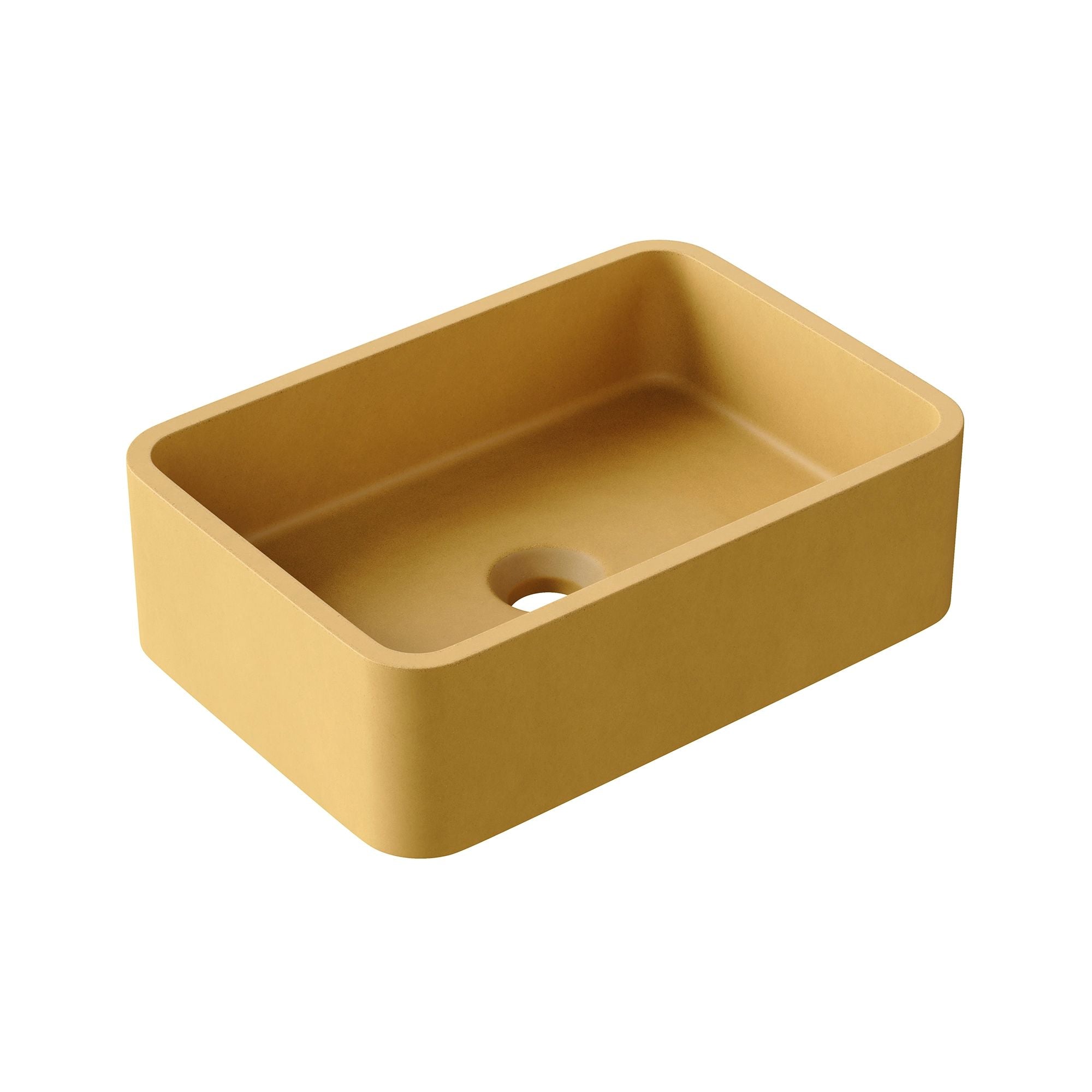 HiB Entero 40cm Rectangular Concrete Vessel Basin Amber Yellow