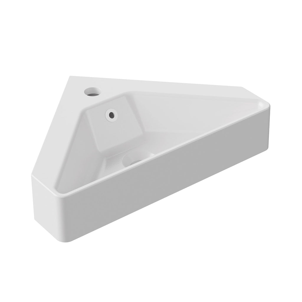 HiB Heaton 50cm Corner Cloakroom Basin Gloss White