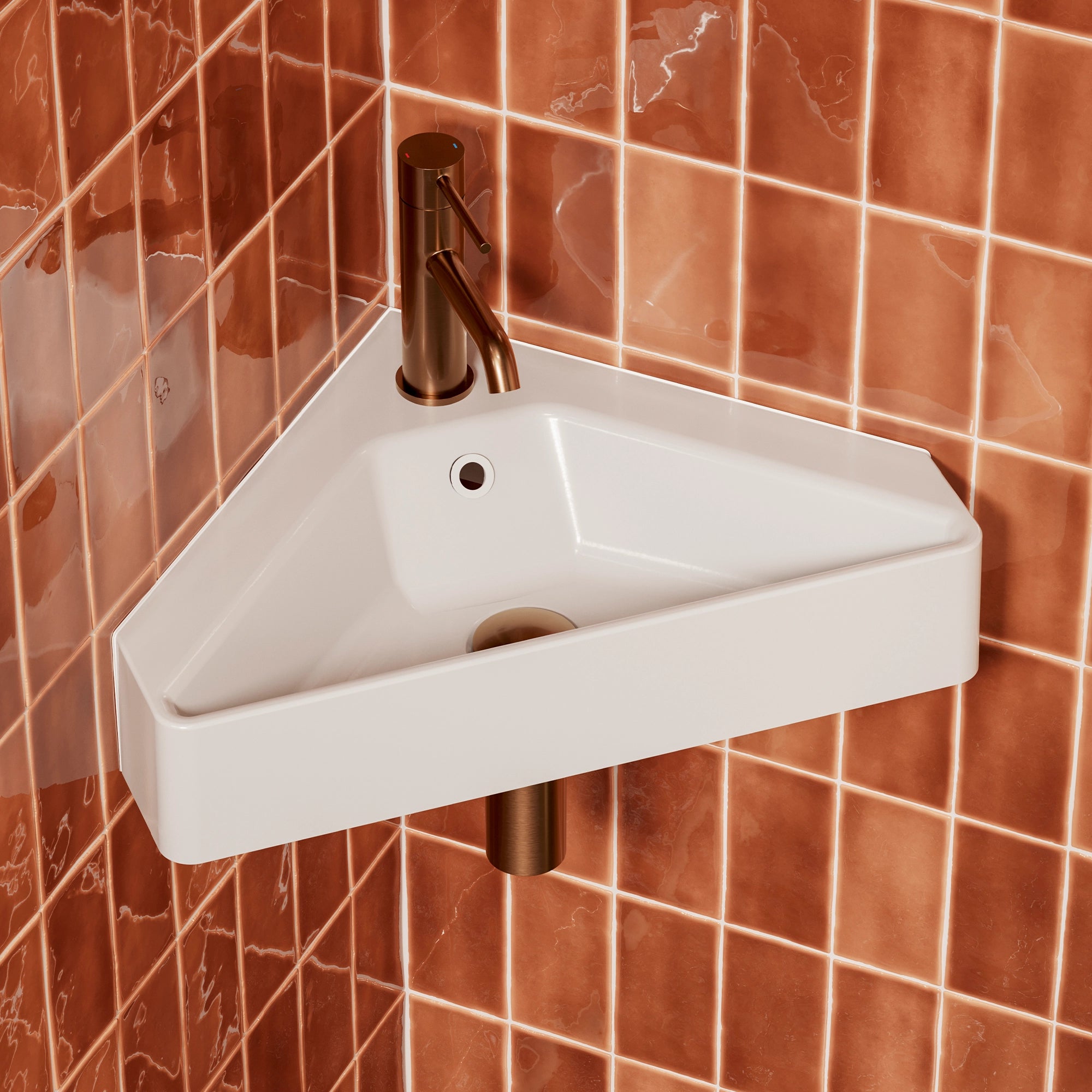 HiB Heaton 50cm Corner Cloakroom Basin Gloss White