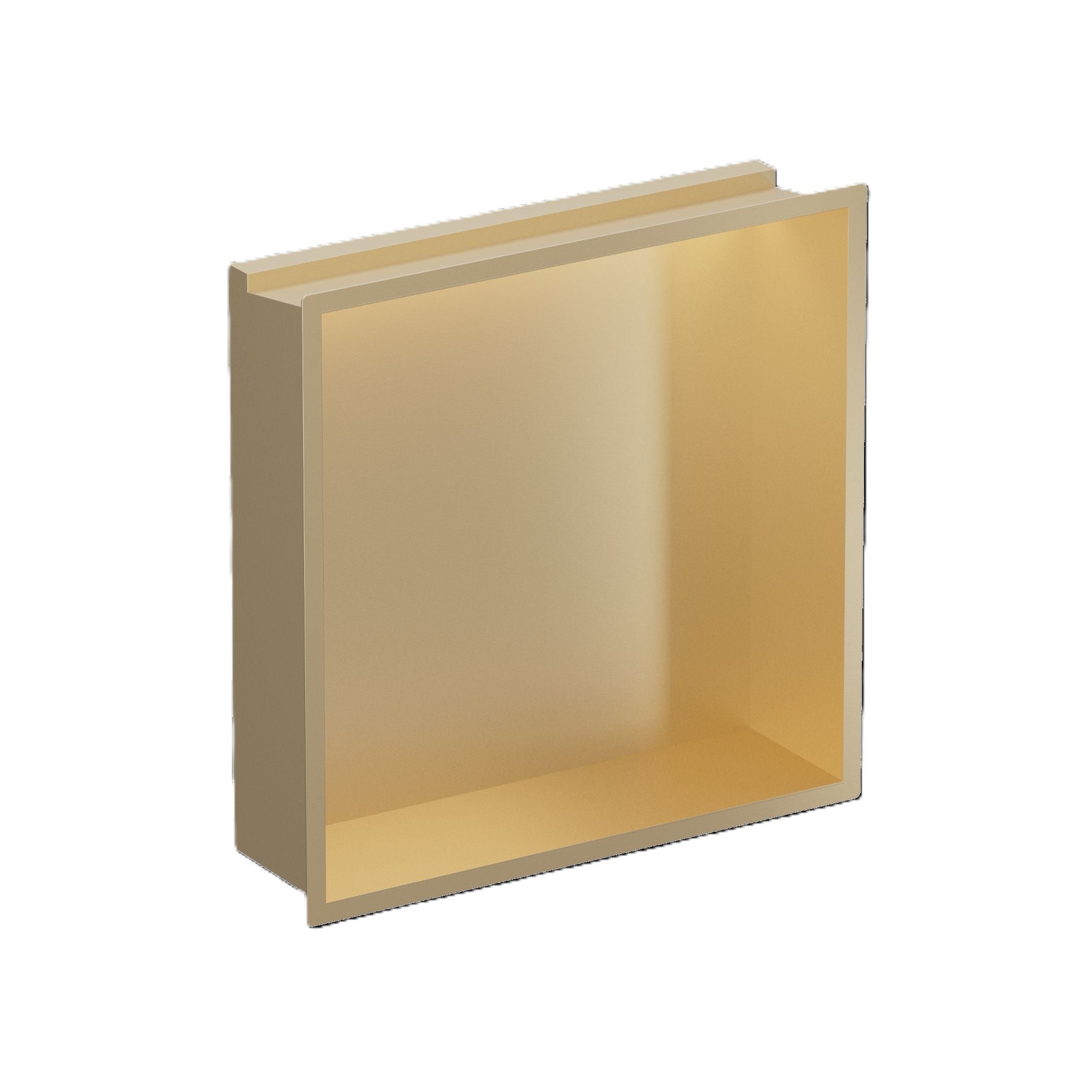Crosswater Niches Square Shower Recess 305 x 305mm x 80mm with LED Light Strip Brushed Brass